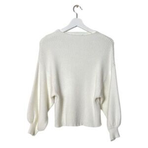 Line + Dot Womens Ribbed Knit Cream Sweater XS